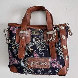 POP BAG Italy NWT Floral Mini Crossbody Bag Black Brown Retail $120